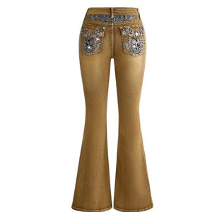 Custom Wholesale High Waist Black Flare Denim <b>Pants</b> With Belt Distressed Washed <b>Skinny</b> Fit Full Length Casual Women's <b>Pants</b> - Product Image 5
