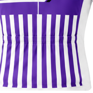 Maillot de cyclisme violet et blanc à manches courtes avec fermeture éclair sur le devant, respirant, pour course cycliste, vêtements de cyclisme professionnels, personnalisable pour équipes sportives - Product Image 6
