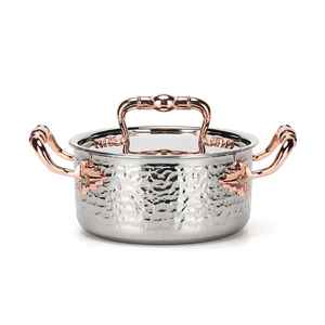 Olla de Acero Inoxidable Martillado con Tapa y Asa Color Oro Rosa, Compatible con Inducción, para Sopa y Cocina - Product Image 1