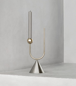 Élégant ensemble de bougeoirs doubles coniques argentés, thème équestre, centre de table décoratif, accent de décoration moderne pour la maison - Product Image 5