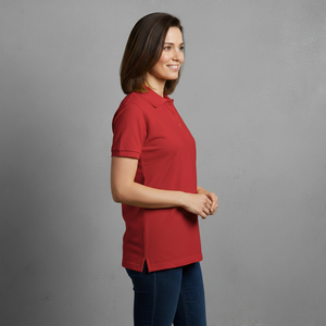 Top Ten - Camiseta Polo Roja de Manga Corta para Mujer con Logotipo Bordado en la Parte Delantera, Color Sólido, Estilo Casual, Tejido Piqué Transpirable - Product Image 6