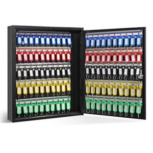 Casier de sécurité en acier pour 100 clés avec étagères réglables, boîte à clés avec 100 étiquettes de clés colorées, organisateur de clés - Product Image 1