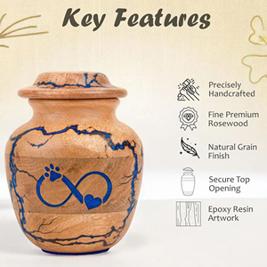 Eco Friendly Biodegradable Wooden Urn Wooden Memorial Urn for Home Display Solid Wood Ashes Urn with Brass Plate by AYAANS - Product Image 5
