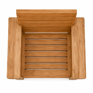 Chaise de jardin contemporaine en teck massif moderne avec accoudoirs surdimensionnés |   Chaise de patio de luxe durable pour resort |   Parc imperméable - Product Image 4