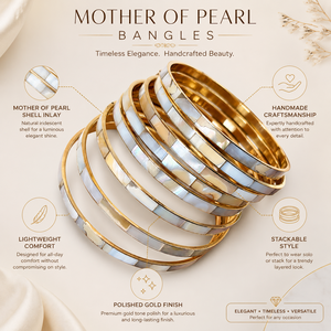 Juego de Brazaletes de Lujo Hechos a Mano en Plata S925 con Incrustaciones de Madreperla y Baño de Oro para Mujer, Joyería Apilable para Aniversario - Product Image 6