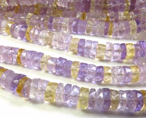 High Quality <b>Pink</b> Ametrine Heishi Shape Gemstone Beads 16" Strand Center <b>Drilled</b> Faceted 6mm Natural Gemstones DIY Jewelry - Product Image 2