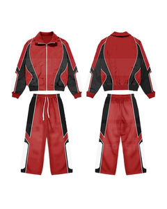 Chándal 100% nailon de 2 piezas, pantalón y chaqueta con cremallera, logotipo DTF, líneas reflectantes de malla en el interior, chándal cortavientos para hombre - Product Image 2