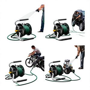 Enrouleur de tuyau en acier robuste de 75 pieds, chariot portable pour tuyau de jardin et de nettoyeur haute pression, hybride PVC, enroulement automatique pour garage ODGGAD002 - Product Image 1