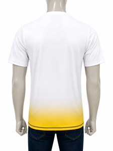 เสื้อแรชการ์ดแขนสั้นสีขาวเหลืองไล่เฉดสีสำหรับผู้ชาย ทำจากโพลีเอสเตอร์ - Product Image 6