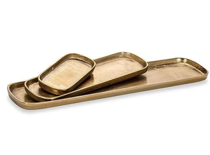 Bandeja de servicio de latón rectangular fundida de aluminio de gran tamaño Diseño más nuevo con los más vendidos para el hogar Bandeja de servicio de comida y hotel - Product Image 5