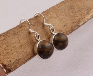 Natural Jasper <b>Solid</b> 925 Sterling <b>Silver</b> Handmade Vintage Luxury Drop <b>Earrings</b> for Wedding Anniversary Gift Party - Product Image 4