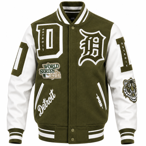 Blouson Bomber Unisexe Lourd Style Universitaire Personnalisé Streetwear Chauffant Coupe-Vent Double Boutonnage Hiver 100% Coton OEM Patchwork - Product Image 1