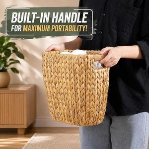 High Quality Rattan Waste <b>Bin</b> Can Be Used As Magazine Basket For Home Office And Library Decoration Wholesale Supply From India - Product Image 2