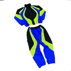 Ensemble de survêtement sportif unisexe, bleu, vert, noir, couleurs contrastées, manches longues, col à capuche, taille élastique, séchage rapide, léger - Product Image 5