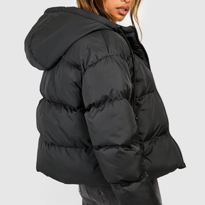 Manteau d'hiver rembourré épais en polyester doré réversible de qualité supérieure, grande taille, imperméable, tricoté, avec capuche en fourrure - Product Image 3