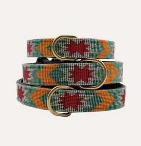 Collier pour chien de luxe fait main et respectueux de l'environnement |   Cuir véritable de qualité supérieure avec rivets et quincaillerie |   Collier pour chien à motifs de points perlés - Product Image 1