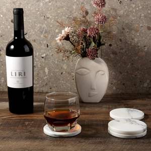 Sous-verres ronds en marbre, sous-verres en pierre pour boissons et café, sous-verres en marbre pour table basse, décoration de bar à domicile, choix de cadeau résistant à la chaleur - Product Image 3