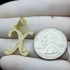 Colgante de Moissanita X Iced de Plata 925 con Letra, Sin Cadena, Regalo de Cumpleaños Perfecto, al por Mayor y Económico - Product Image 2