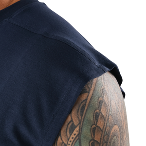 Camiseta sin mangas para hombre, ajuste holgado, para gimnasio, entrenamiento, chaleco ligero, ropa deportiva atlética, azul marino oscuro - Product Image 5