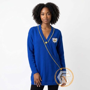 GREEK TREASURES เสื้อคลุมไหมพรมอะคริลิกปักลาย Sigma Gamma Rho แบบสั่งทำพิเศษ ติดกระดุมด้านหน้า คอวี สไตล์ลำลอง สำหรับผู้หญิง ใส่ในฤดูหนาว - Product Image 2