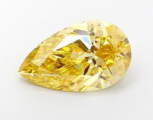 Diamant en forme de poire, 4,95 carats, couleur jaune intense fantaisie, clarté VS1, polissage excellent, pierre précieuse cultivée en laboratoire, produit CVD - Product Image 1