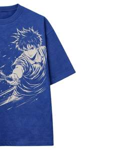Camiseta Gráfica de Tenis Anime Azul para Hombre, Algodón Oversize, Estilo Urbano, Estampada, Casual de Verano, Fabricante OEM Personalizado - Product Image 4