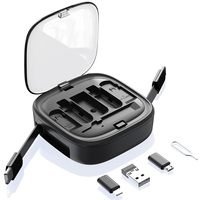 Kit adaptateur de câble de charge rapide USB-C rétractable S10 60W 8-en-1 PD avec support pour carte Nano SIM et TF, organiseur de voyage ultra-portable