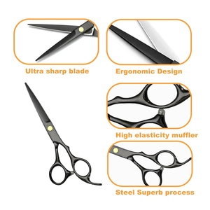 Kits de ciseaux de coiffure professionnels, ciseaux de barbier personnalisés, ciseaux à effiler, rasoir et étui en cuir à bas prix - Product Image 2