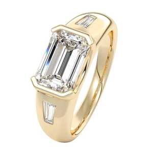 แหวนเพชรทรงเอเมอรัลด์ 1.00 กะรัต หรูหรา ทองคำแท้ 10K เพชรเลี้ยงในห้องปฏิบัติการ ดีไซน์แบบวงแหวนตะวันออก-ตะวันตก ของขวัญสำหรับโอกาสพิเศษสำหรับเธอ - Product Image 1