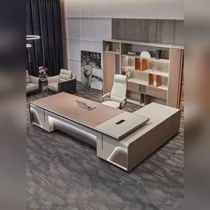 Estación de Trabajo de Oficina Comercial E1 de Madera Contrachapada con Acabado HPL, Escritorio Ejecutivo con Mueble de Almacenamiento Trasero a Juego - Product Image 6