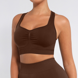 Yoga Wear Sports Fitness <b>Bra</b> Front Adjusted Straps Style Breathable Wireless Support High <b>Stretch</b> Activewear Crop - Product Image 3