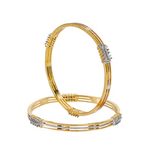 Par de Brazaletes de Moissanita Chapados en Oro de 22K, Estilo Bollywood Punjabi, Brazaletes de Novia Indios Tradicionales, Venta al por Mayor - Product Image 1