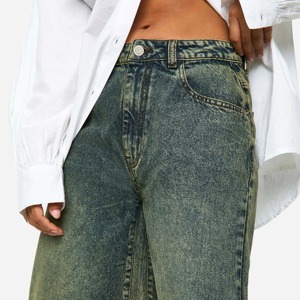 Jean en denim pour femme, polyester/coton, respirant, style vintage, taille haute, jambe large, pantalon de bureau, nouvelle collection été 2026 - Product Image 5