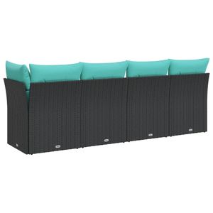 Canapé de jardin 4 places à pieds réglables en rotin PE noir - Product Image 6