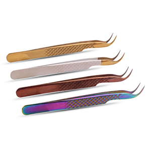 Pince à épiler professionnelle en acier inoxydable pour extensions de cils, la plus vendue, avec logo personnalisé, pointe en fibre à prise parfaite, courbée et robuste - Product Image 3