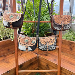 2025 luxe mode Original usiné à la main selle sac à main nouveau Design Floral véritable cuir de vachette véritable sac à bandoulière pour les femmes - Product Image 4