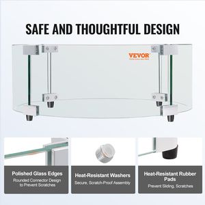 Paravento in Vetro Temperato Trasparente 29 x 8 Pollici per Bracieri, Spessore 0,24 Pollici, Accessorio Scudo Antifiamma per Tavoli da Fuoco - Product Image 5