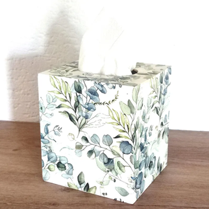 Caja de pañuelos de madera con diseño de eucalipto por blossom craft india - Product Image 1