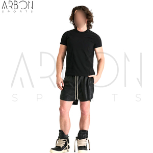 Nouveauté : Shorts en cuir véritable noirs élégants et personnalisés pour hommes, taille élastique, coupe ample, style streetwear, prix de gros - Product Image 4