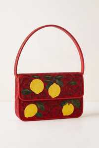 Sac à main perlé fait main, forme rectangulaire, bleu et blanc, motif architecture grecque, broderie en coton, artisanat écologique et durable - Product Image 3
