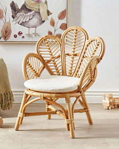 Fauteuil Paon en Rotin avec Dossier en Cœur, Fauteuil d'Appoint en Osier Naturel, Mobilier Décoratif Bohème pour la Maison, Chaise Longue pour Hôtel et Café - Product Image 1