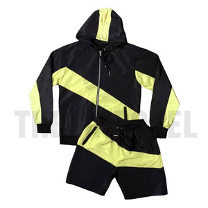 Cotton Windbreaker Tracksuit 2-Piece Set Plus Size Solid Streetwear Autumn Men <b>Shorts</b> Lightweight Nylon Breathable Elastic Waist - Product Image 1