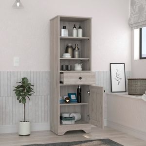 Armadietto a una porta Norwalk Linen Depot E Shop, grigio chiaro, tre ripiani esterni, un cassetto, due ripiani interni - per bagno - Product Image 2
