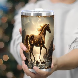 20oz Stainless Steel Tumbler Custom Printed Horse Design <b>Insulated</b> Travel <b>Mug</b> For Outdoor Use - Product Image 3
