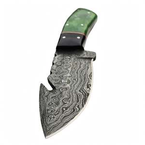 Cuchillo de Cocina Artesanal de Acero Damasco con Diseño de Gota de Lluvia, Mango de Resina Verde y Negra, Cuchillo para Rebanar - Product Image 6