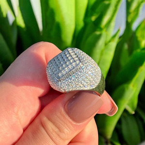 Squares Iced Out Style Moissanite Diamond Engagement Wedding <b>Ring</b> 925 Sterling Silver <b>Mens</b> Hip Hop Jewelry Gift Rhodium Plated - Product Image 2