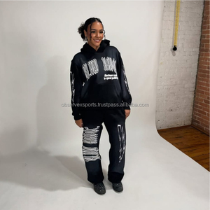 Custom Vintage Heavyweight 100% Cotton Jogging Set Zip-Up Acid Wash Chándal Sudadera con capucha Pierna recta pantalones de chándal acampanados - Product Image 6