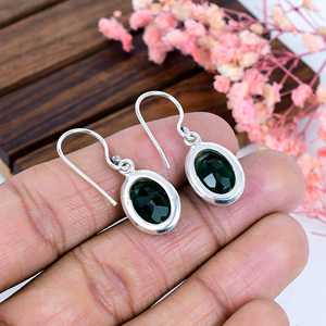 Chrome Diopside Sterling <b>Silver</b> <b>Drop</b> <b>Earrings</b> Gemstone Jewelry Handmade Gift for Her - Product Image 4