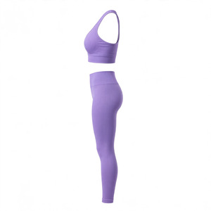Ensemble soutien-gorge de sport dos nageur et leggings pour femme, couleur personnalisable, maintien élevé, sans armatures, respirant, tricoté - Product Image 3