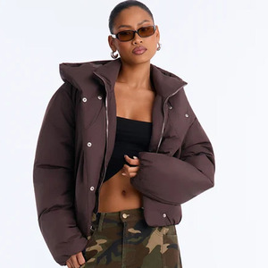 High Quality Custom Made Solid Color Hip Hop Style <b>Crop</b> <b>Puffer</b> <b>Jacket</b> With Front Zip Streetwear Lightweight Warm <b>Jacket</b> - Product Image 5